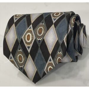 Vintage Alexander Lloyd XL Geometric Medallion Y2K Silk Tie 65.5 x 4